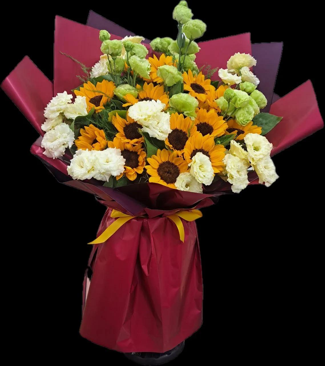 Sunflower and lisianthus in one bunch | ծաղիկներ, ծաղկեպսակներ, բույսեր Երևան Sunflower and lisianthus in one bunch | ծաղիկներ, ծաղկեպսակներ, բույսեր Երևան